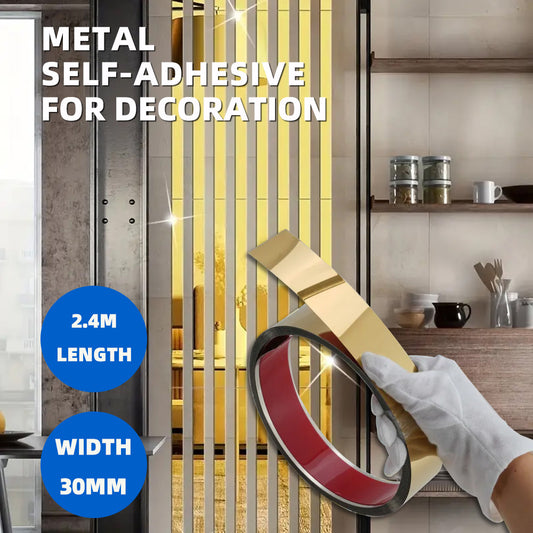 Bright gold Wall Trim Molding Stainless Steel Wall Tape Peel and Stick Metal Trim Self Adhesive Wallpaper Strip Metalized Mirror-Like Finish for Wall Ceiling Mirror Frame Border Edge Trim wide 1.18in Length 94.49in